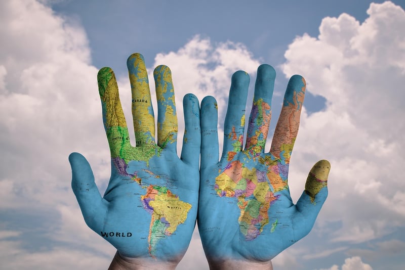 Hands on world map